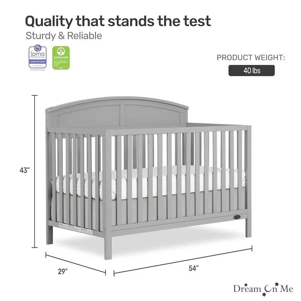 5 in 1 Convertible Crib - Pebble Grey - Image 2
