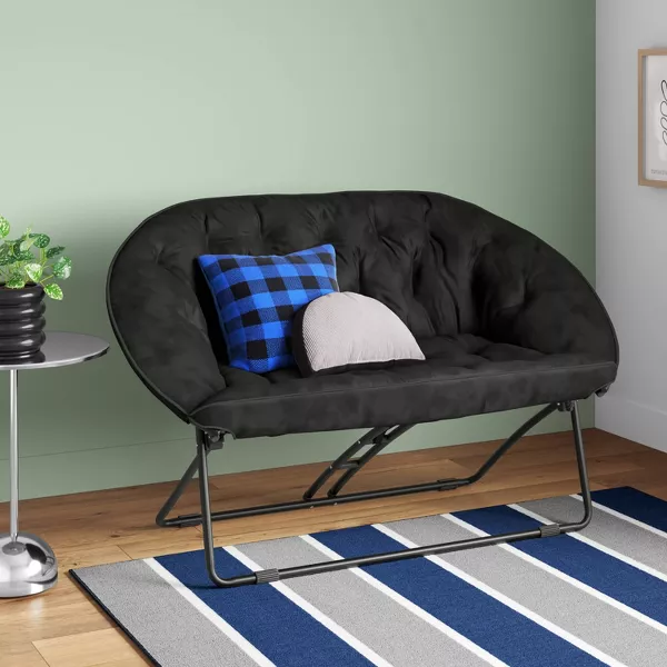Double Dish Dorm Loveseat Sofa Chair Black - Image 4