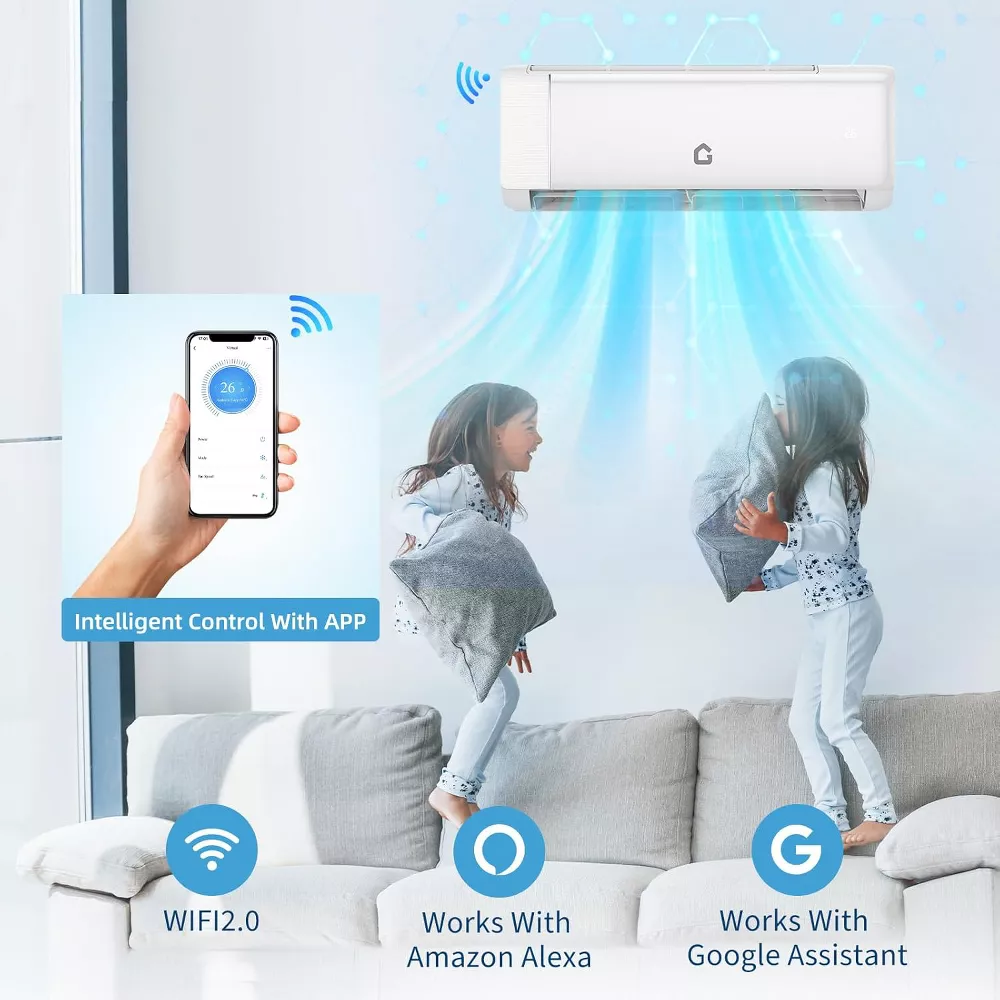 Mini Split Air Conditioner with Heating WiFi Enabled White - Image 2