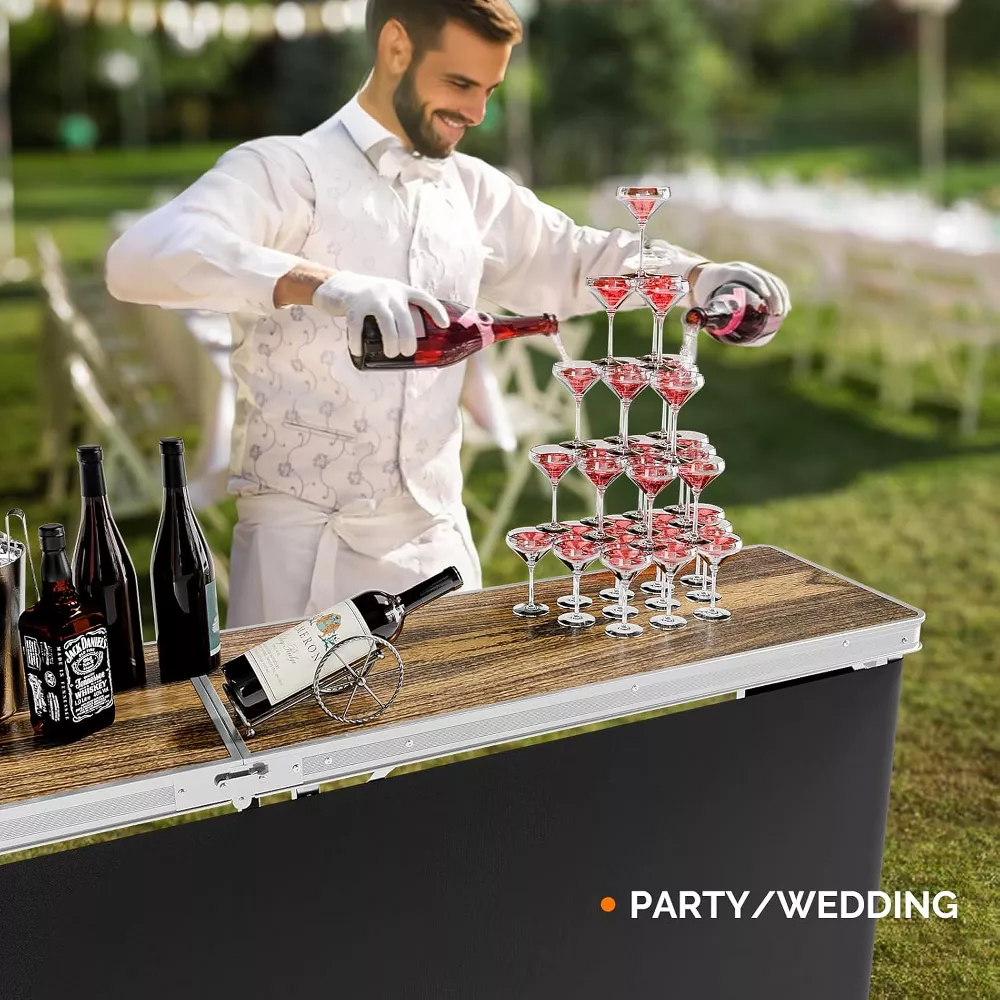 Portable Bar Table, 2-Tier Shelves - Image 3