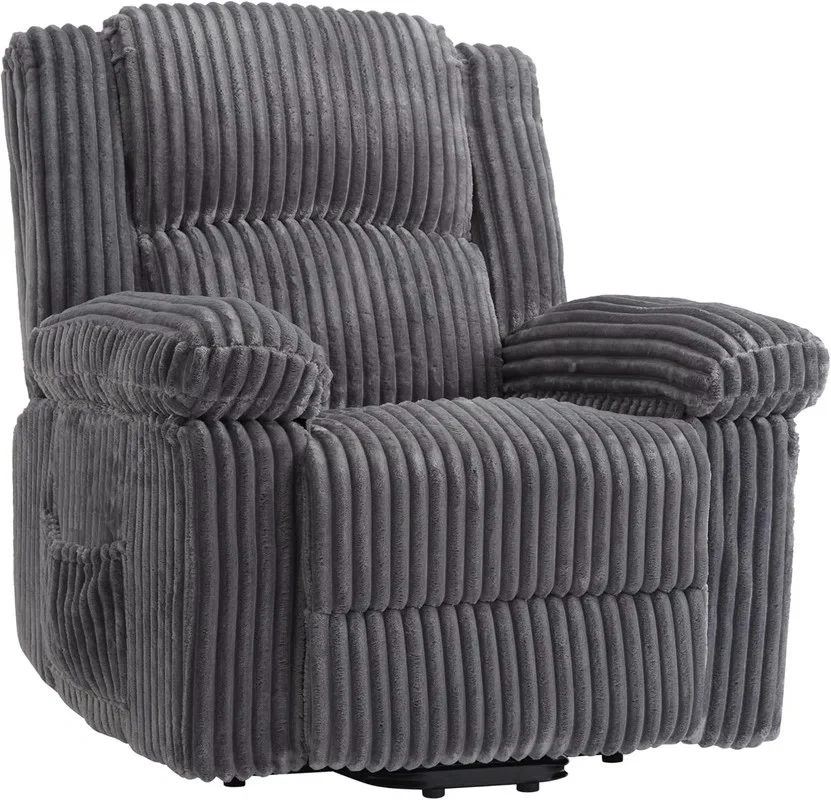 Corduroy Recliner Chair with Pillow Top Arms & Side Pocket Grey SHOWROOM ITEM