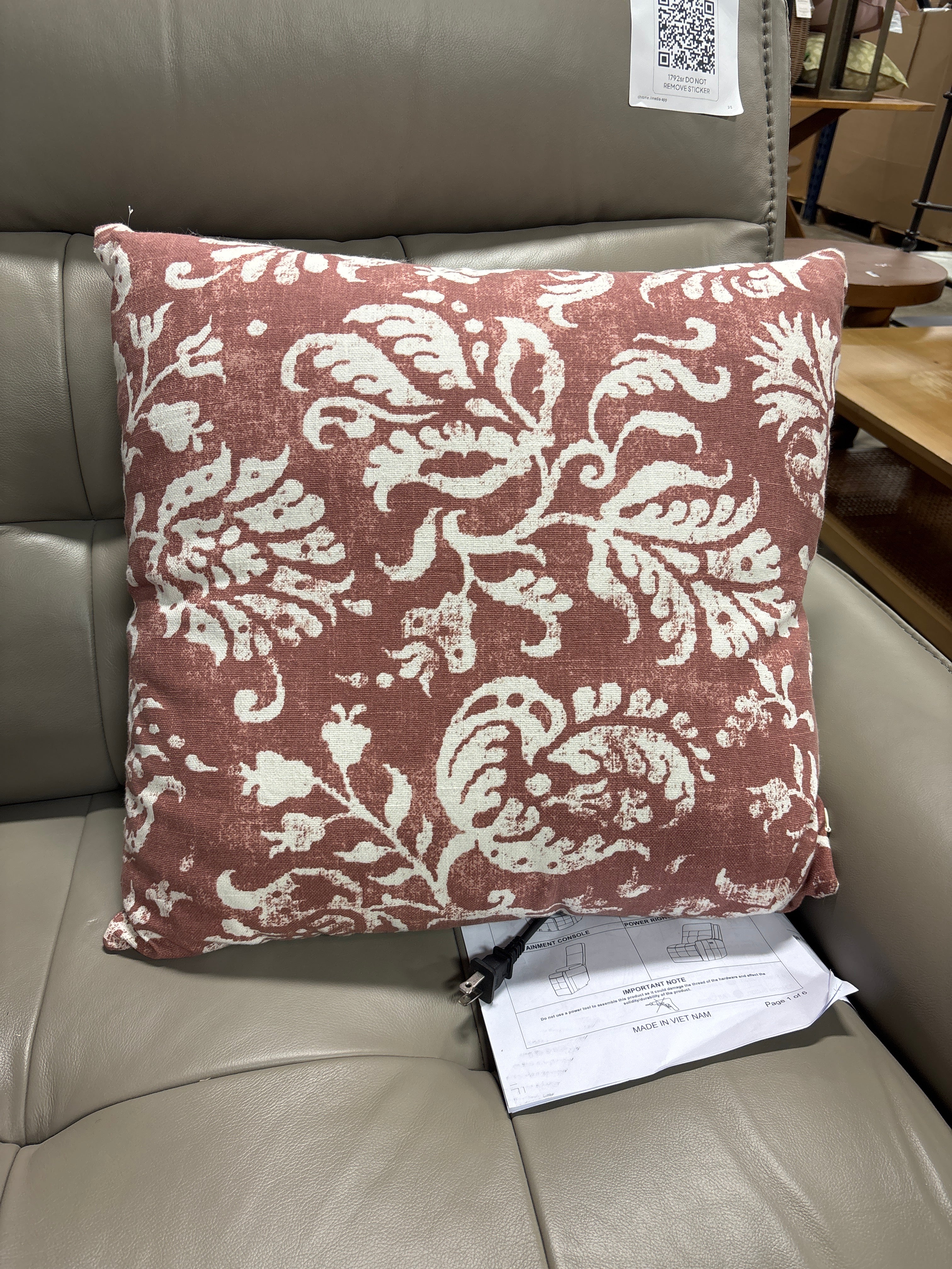 Cotton Rose Distressed Floral Throw Pillow and Pillow Insert Set SHOWROOM ITEM - Image 2