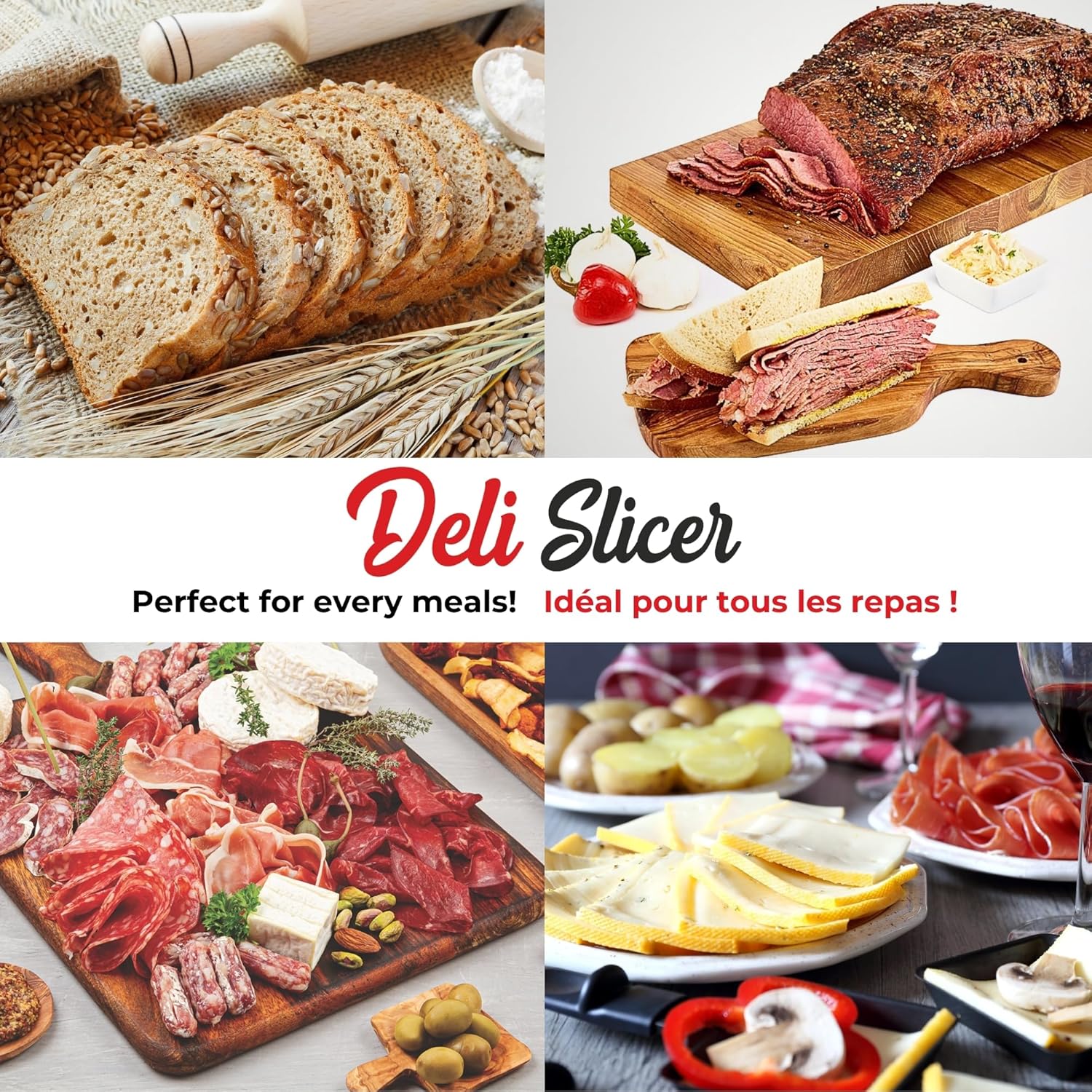 Deli Slicer - Slices Meat, Cheese, Bread -  Stainless Steel Blade - Image 5