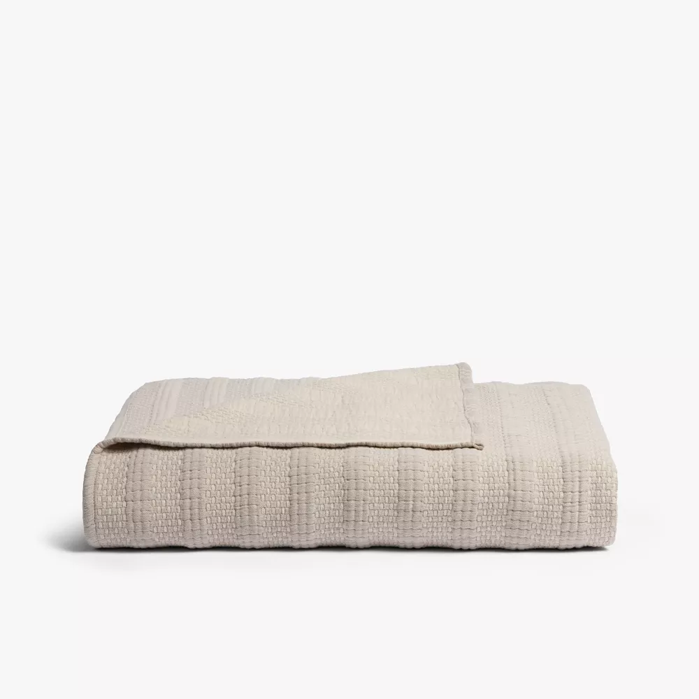 Desert Stripe Bed Blanket Queen/King Natural