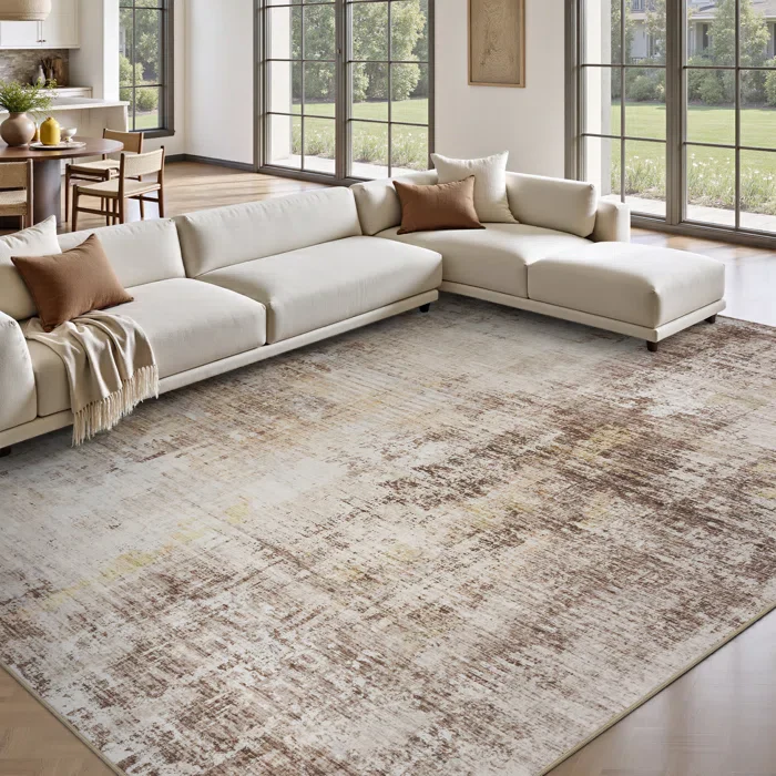 Distressed Modern Abstract Machine Washable Area Rug 8'x10' - Image 5