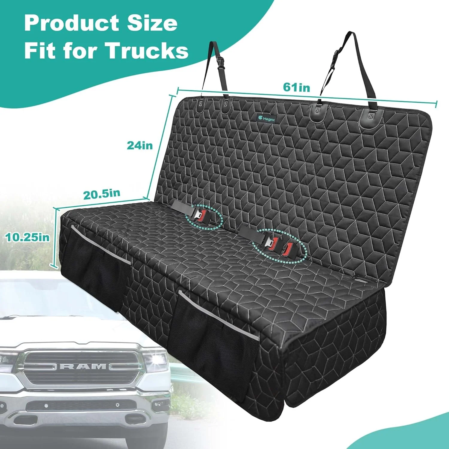 Dog Car Seat Covers for Back Seat, Waterproof Pet Bench Seat Covers - Image 4