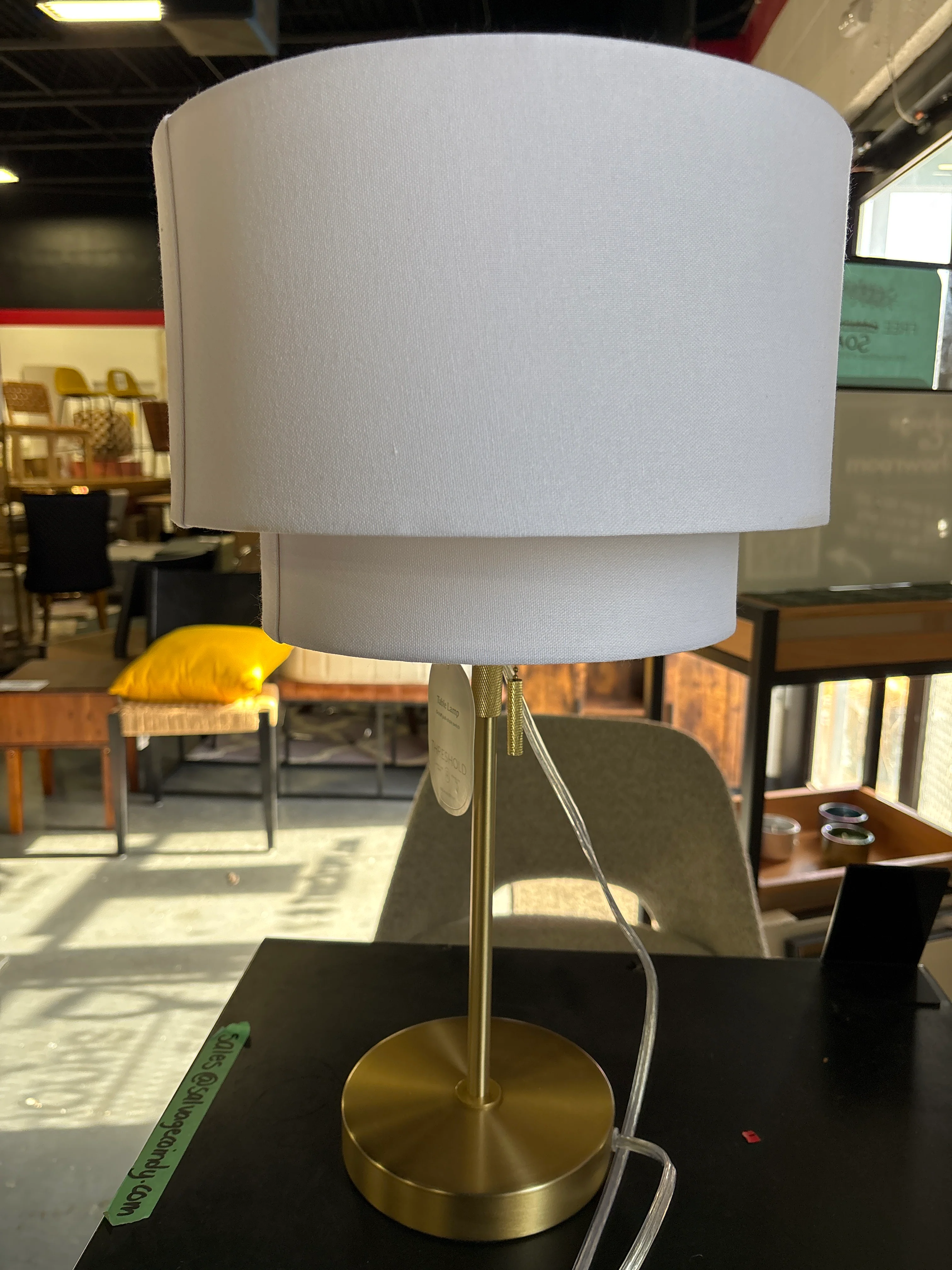 Double Shade Knurled Collection Table Lamp - Gold SHOWROOM ITEM - Image 2