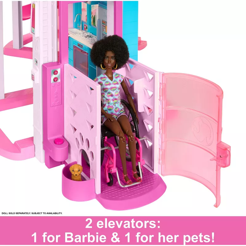 Dreamhouse Pool Party Doll House with 73+ pc, 3 Story Slide - Image 2