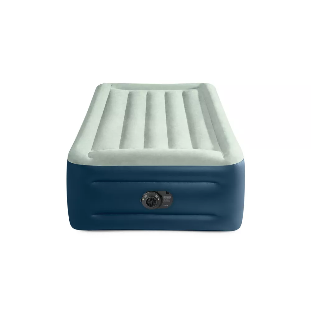 Elevated Pillow Rest Twin Air Mattress with Internal Pump - Off-White/Blue - Image 2
