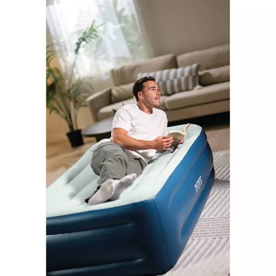Elevated Pillow Rest Twin Air Mattress with Internal Pump - Off-White/Blue - Image 5