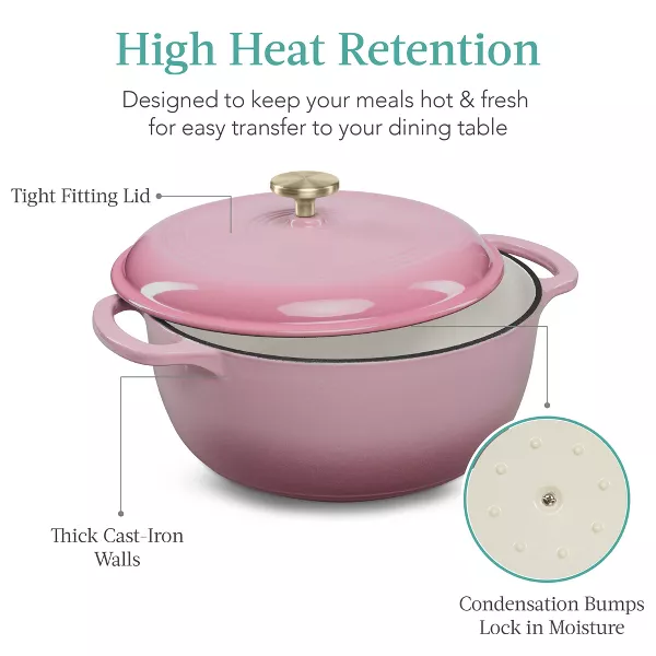 Enamel Cast-Iron Dutch Oven, Heavy-Duty Cookware w/ Dual Handles, Lid - Image 2