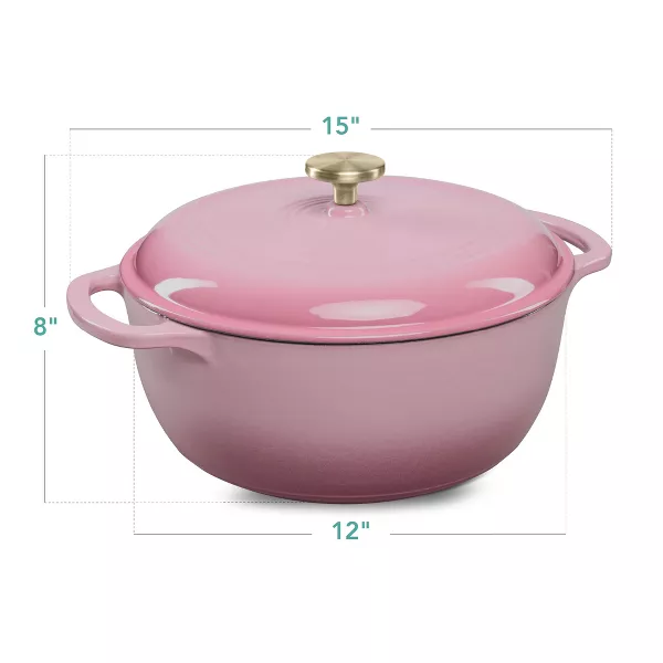 Enamel Cast-Iron Dutch Oven, Heavy-Duty Cookware w/ Dual Handles, Lid - Image 3