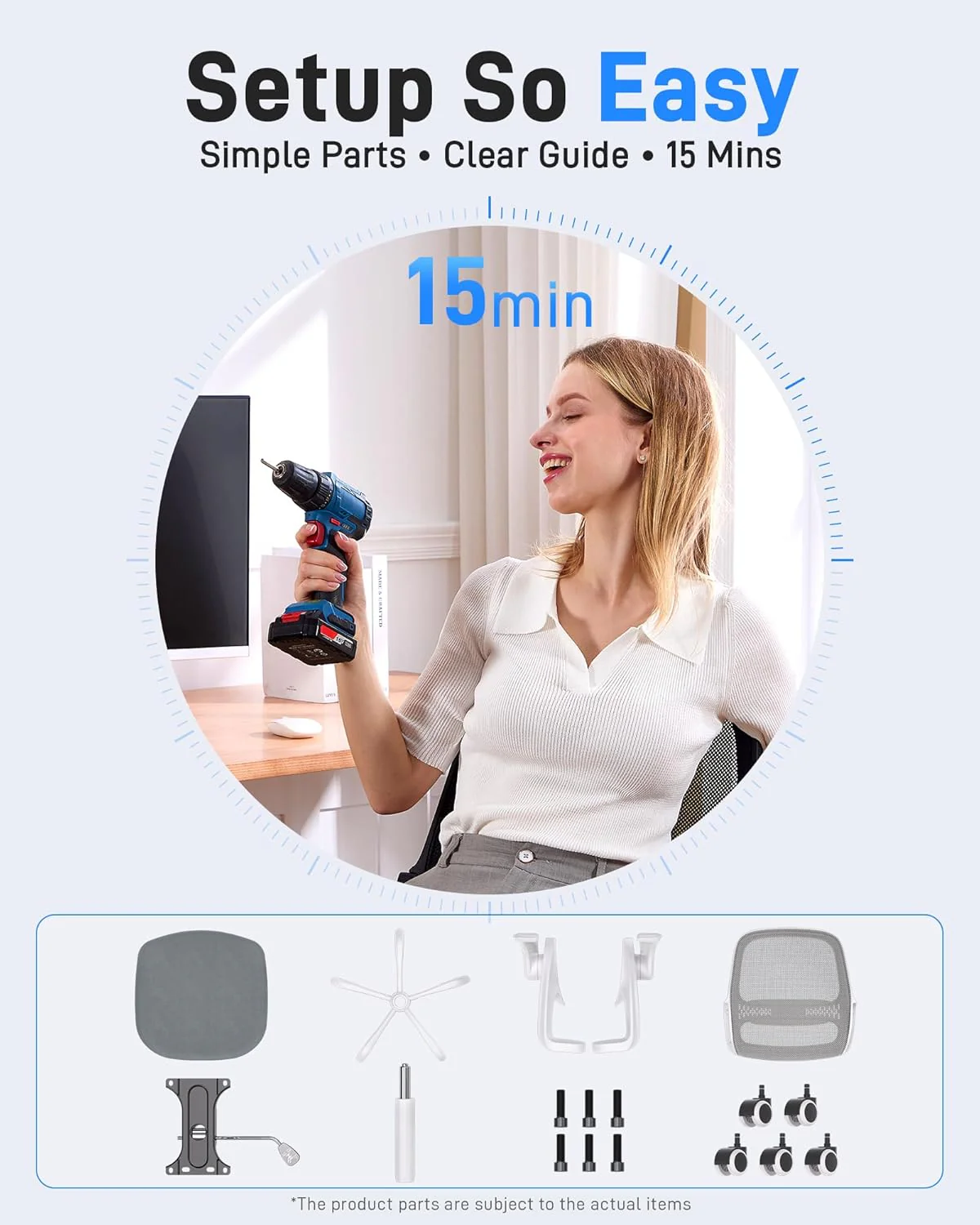 Ergonomic Mesh Office Chair, Flip-Up Arms - Image 2
