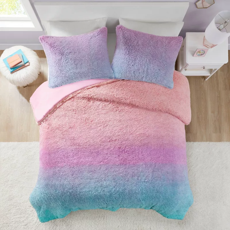 Evie Ombre Shaggy Faux Fur Kids' Duvet Cover ONLY - Twin/Twin XL