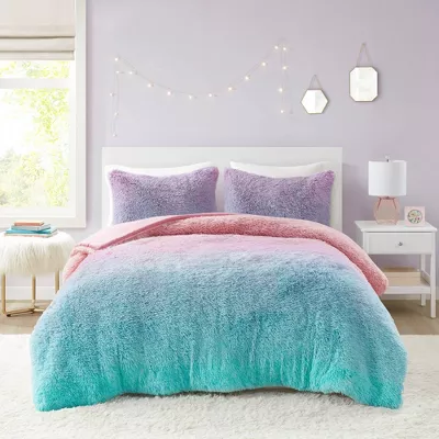 Evie Ombre Shaggy Faux Fur Kids' Duvet Cover ONLY - Twin/Twin XL - Image 3