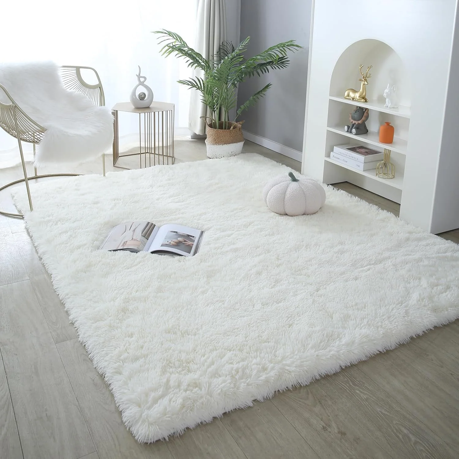 Extra Large Fluffy Shaggy Carpet Beige 8x10 - Image 2