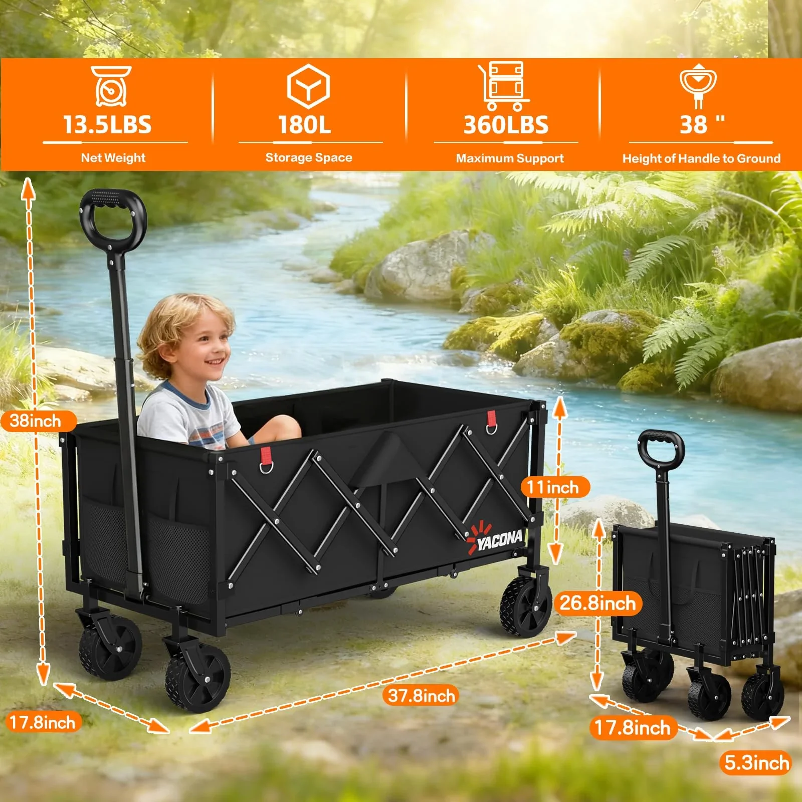 Extra Long Wagons Carts Foldable - Image 3