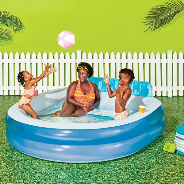 Family Pool with Bench Oval Kiddie Pool - PVC Liner - Image 5