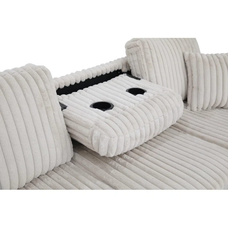 Vega Faux Fur Reversible Sectional With Storage Ottoman 3-Piece ONLY (3 Boxes) - Image 3