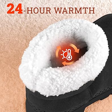 Faux Suede Platform Fuzzy Snow Round Toe Hippy Winter Slip On Knee High Chunky Heel Fur Tall Boots for Women - Image 4