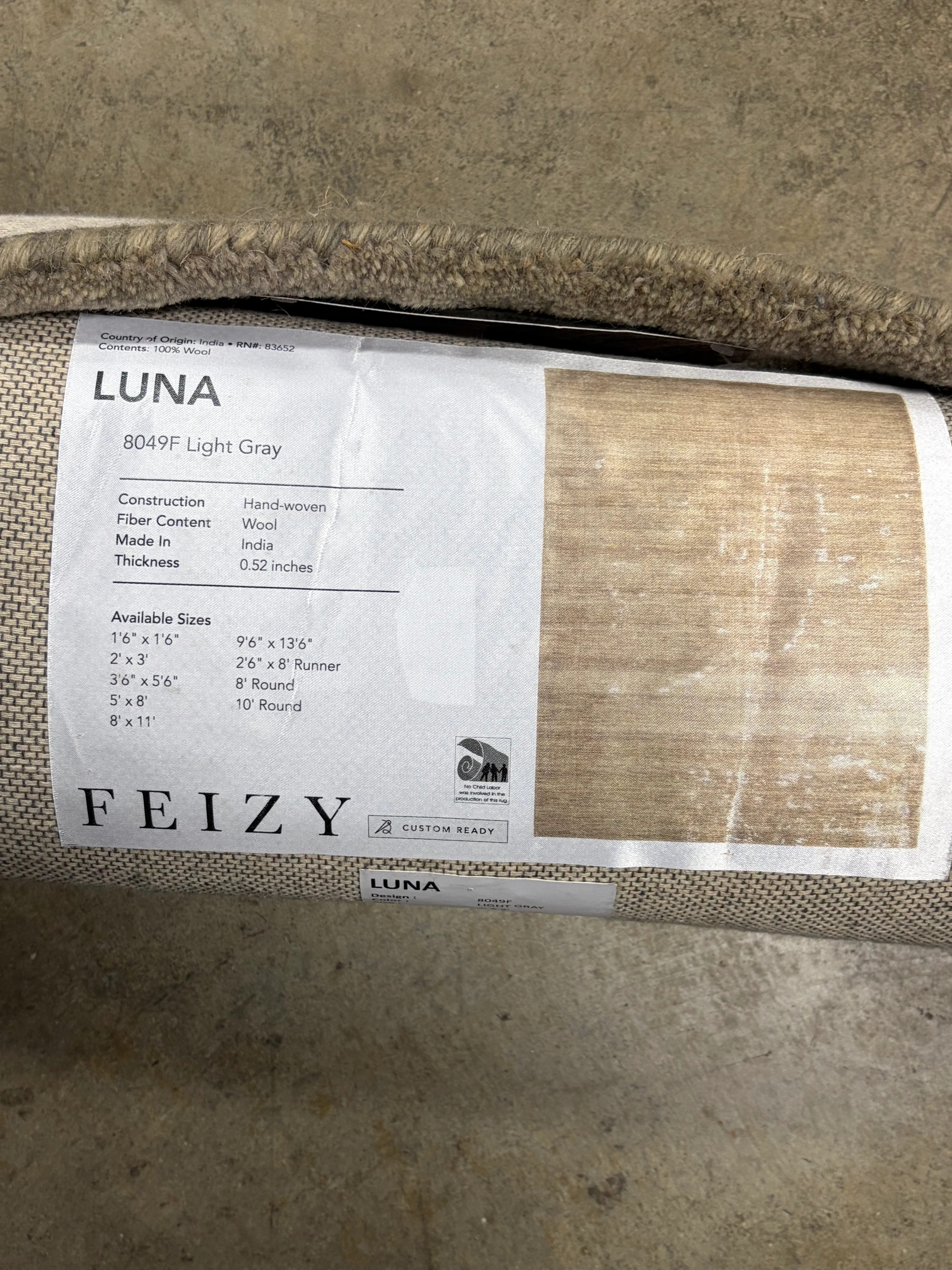 Feizy Luna Rug Light Gray 2'x3' - Image 6