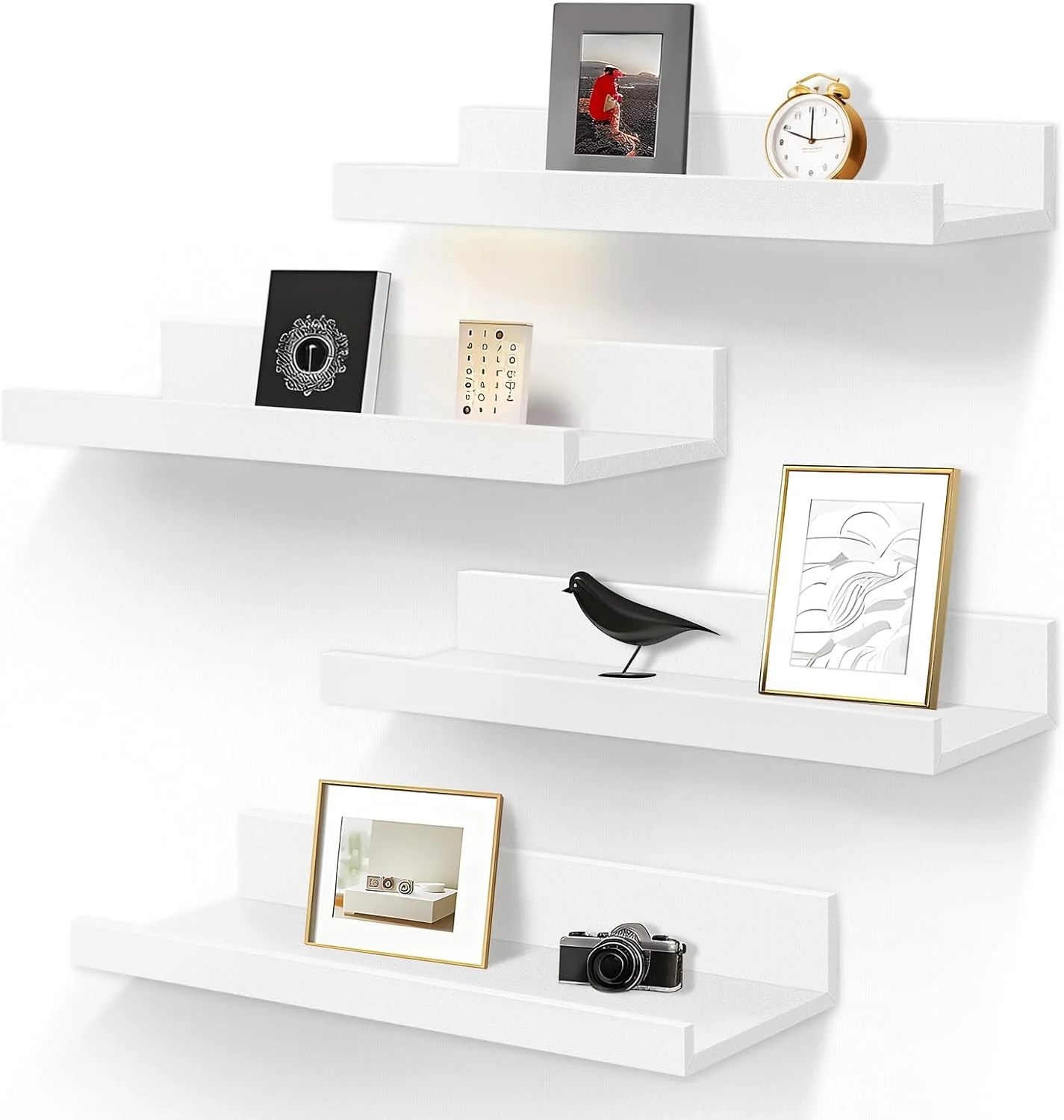 Floating Shelves for Wall Storage Set of 4, Picture Ledge Shelf, White