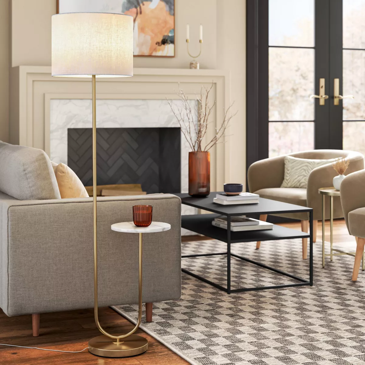 Floor Lamp with Marble Table - Image 2