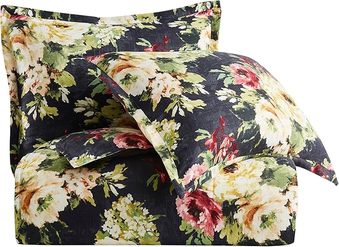 Floral Bedding Peony Washed Linen Comforter Set - King