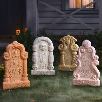 4pk Foam Tombstones Neutrals Halloween Decorative Prop, final cut - Image 4
