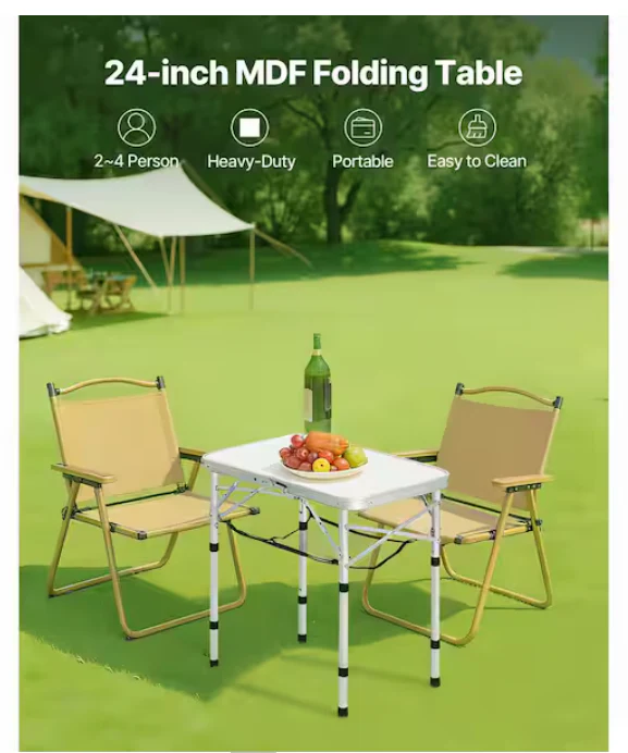 Folding Camping Table Light-Weight Fold Up Table Adjustable Height - Image 2