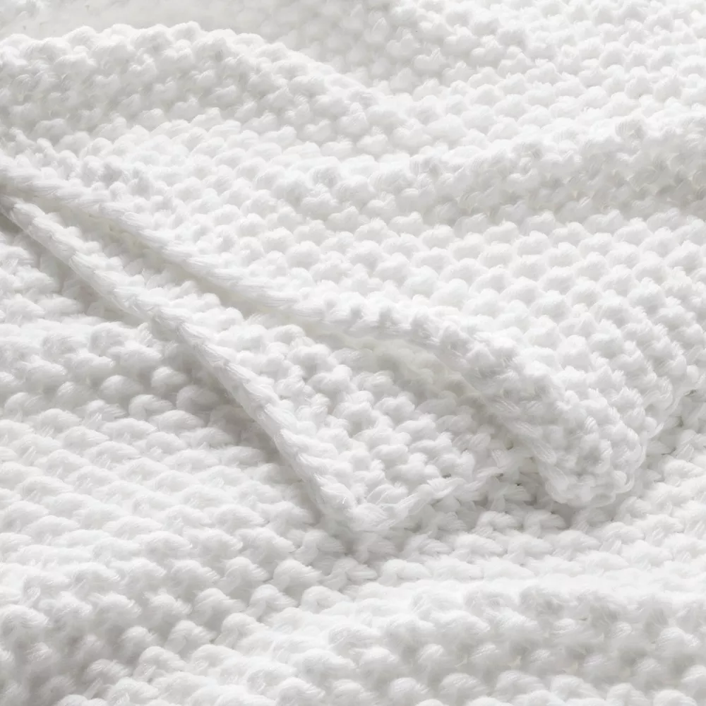 Full/Queen Chunky Knit Bed Blanket White - Image 4