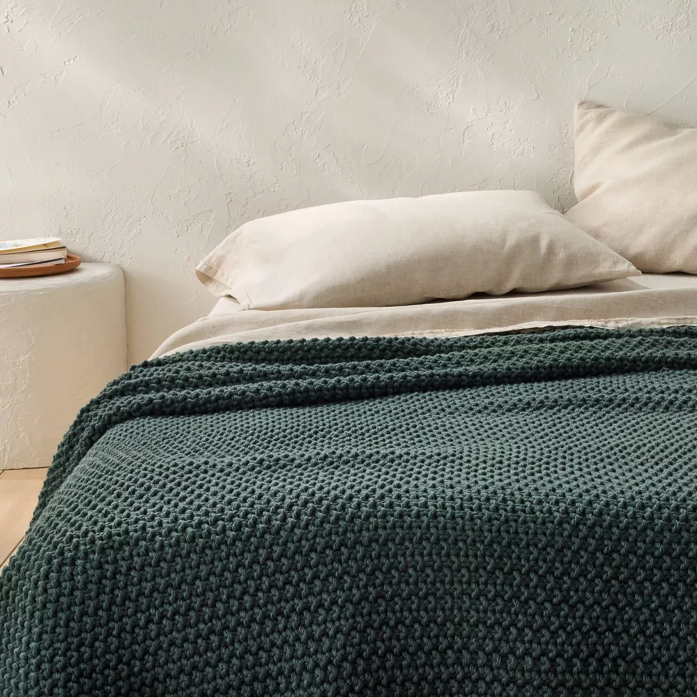 Chunky Knit Bed Blanket - Full/Queen - Image 2
