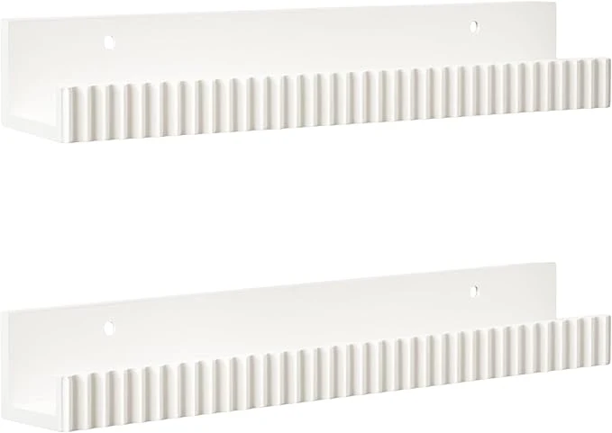 Modern Wood Photo Display Ledges Set of 2 White