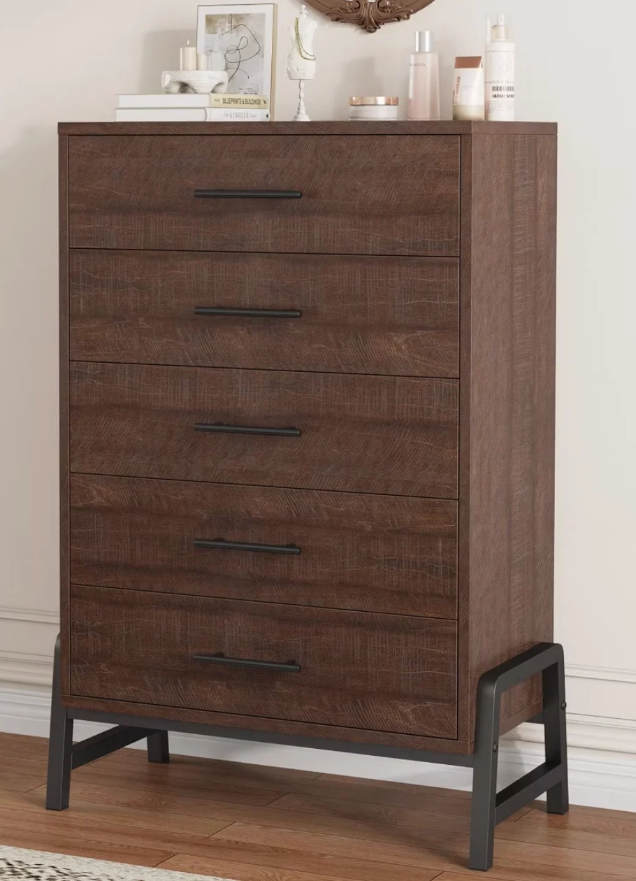 Garvee 5 Dresser for Bedroom, 46.5 in Tall Drawer with Large Storage Space, Freestanding Wooden Closet Storage Dresser Chest for Living Room, Bedroom SHOWROOM ITEM