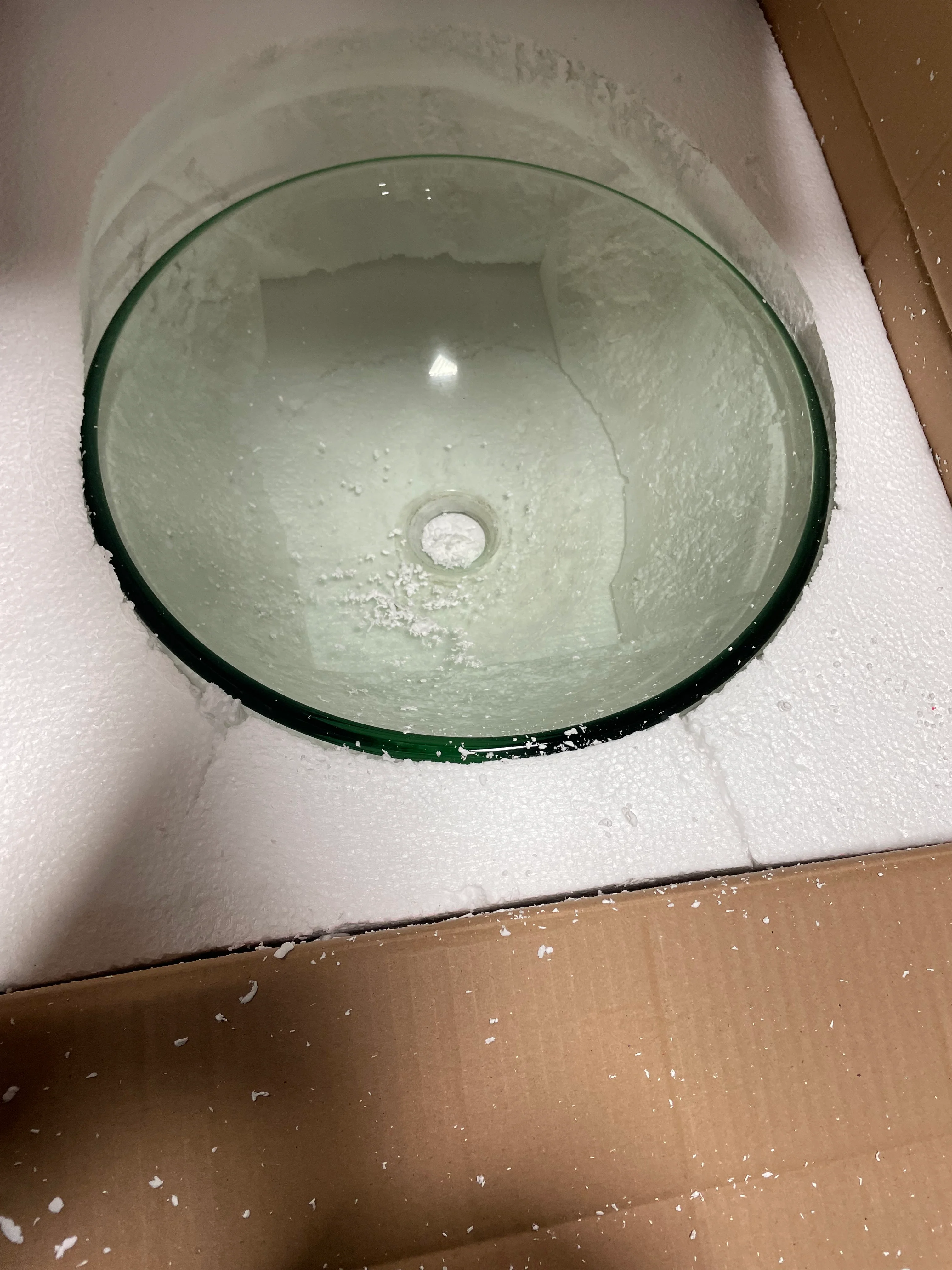 Glass Circular Vessel Bathroom Sink with Pop-Up Drain - Image 7