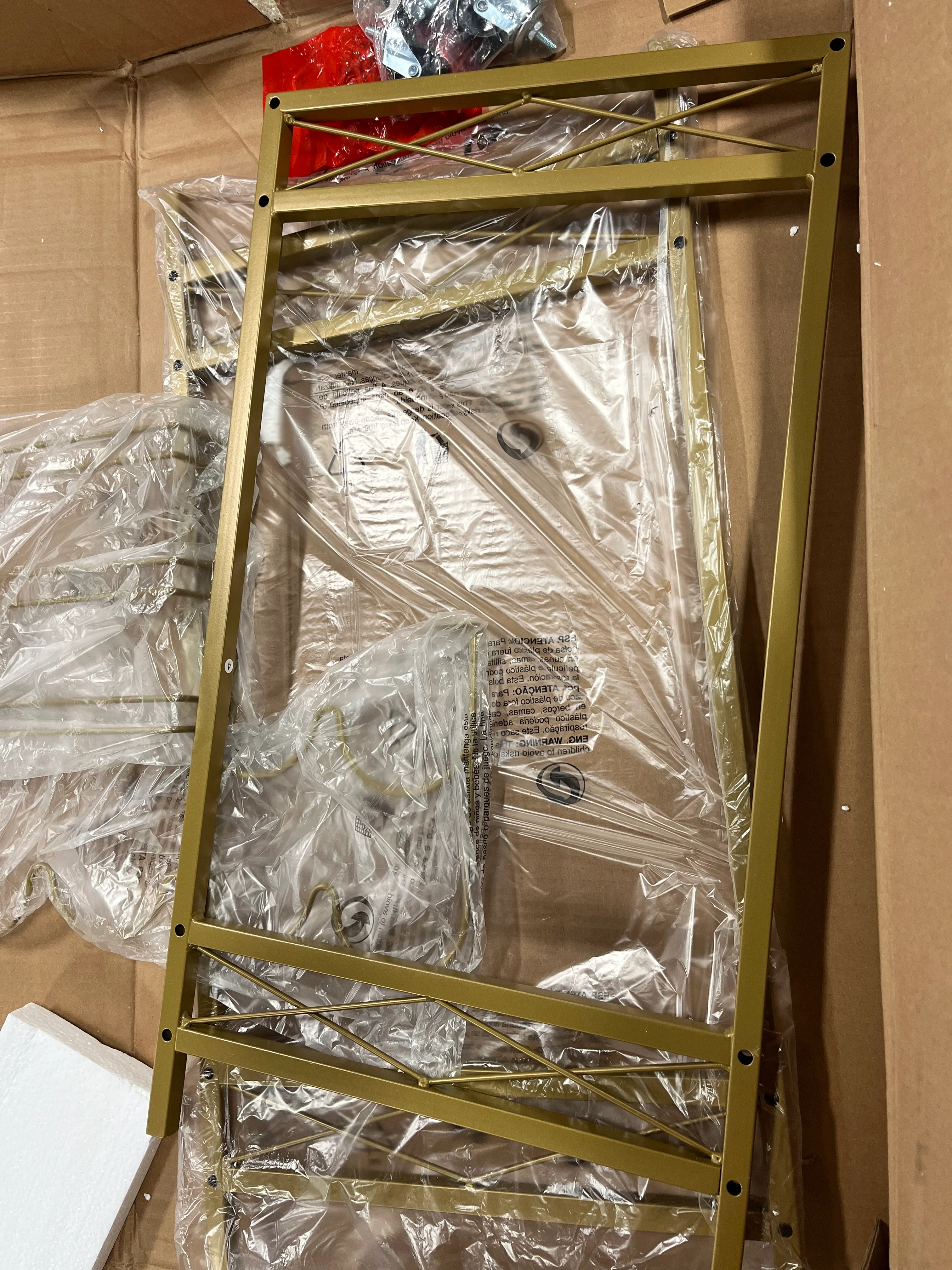 Gold Bar Carts with 2-Tiers Storage Shelves, - Image 12