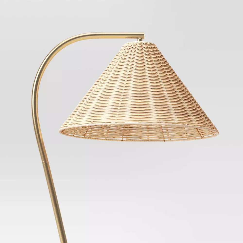 Gooseneck Floor Lamp with Natural Shade - Image 2
