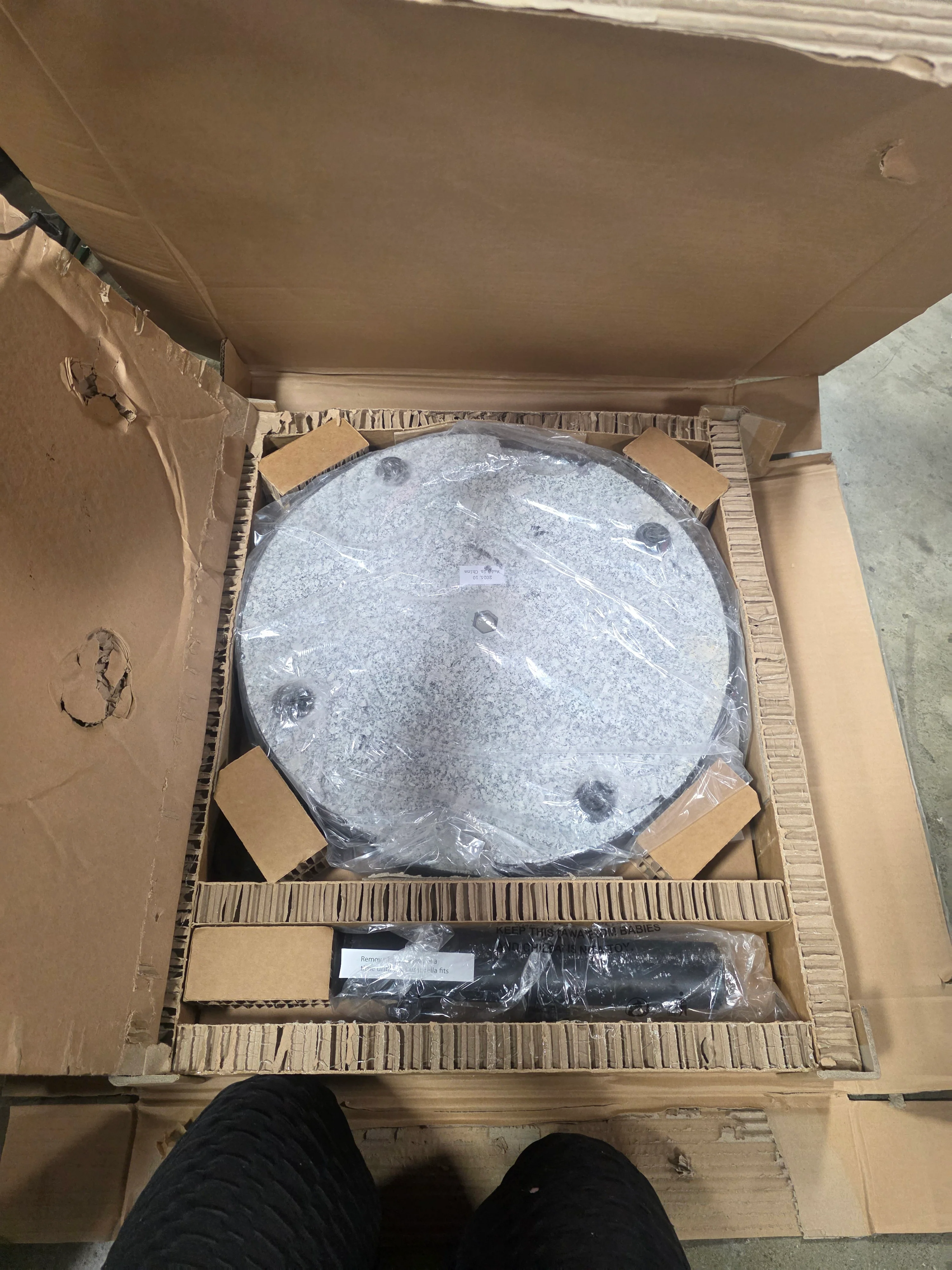 Granite Round Outdoor Patio Market Umbrella Base Black - Image 7