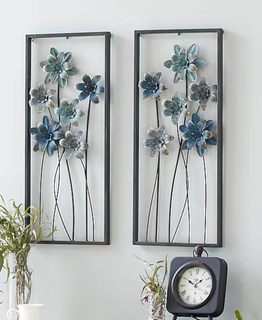Grayson Lane 12-in W x 28-in H Metal Framed Floral Floral Wall sculpture SHOWROOM ITEM
