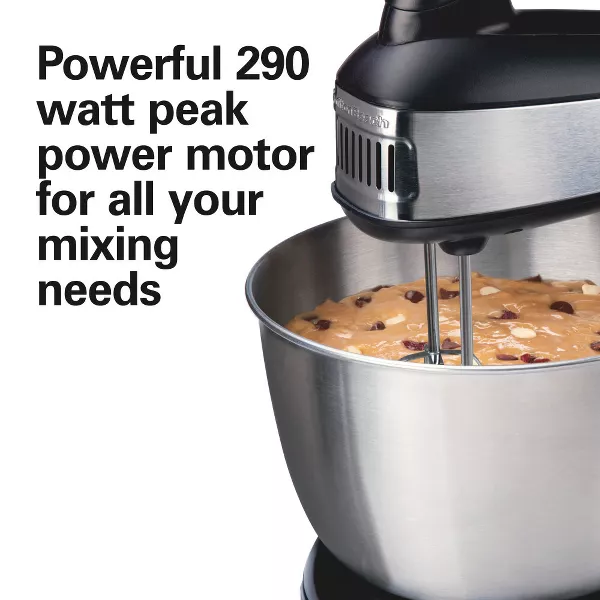 Hand/Stand Mixer 6-Speed Kitchen Mixer, Stainless Steel Bowl - Image 4