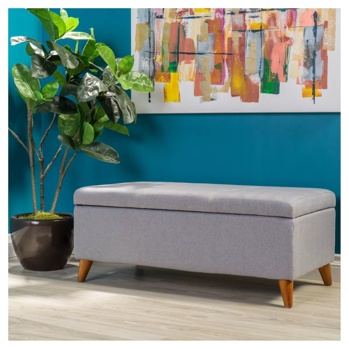 Harper Storage Ottoman Bench - Light Gray SHOWROOM ITEM