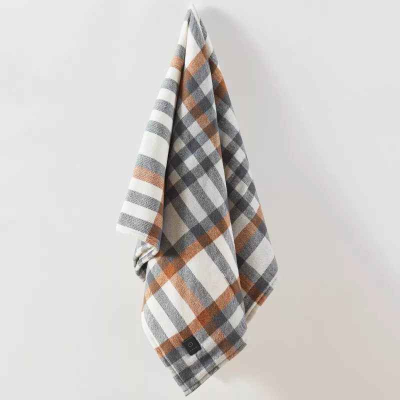 Heated Oversized Brushed Woven Knit Throw Multi Plaid - Image 2