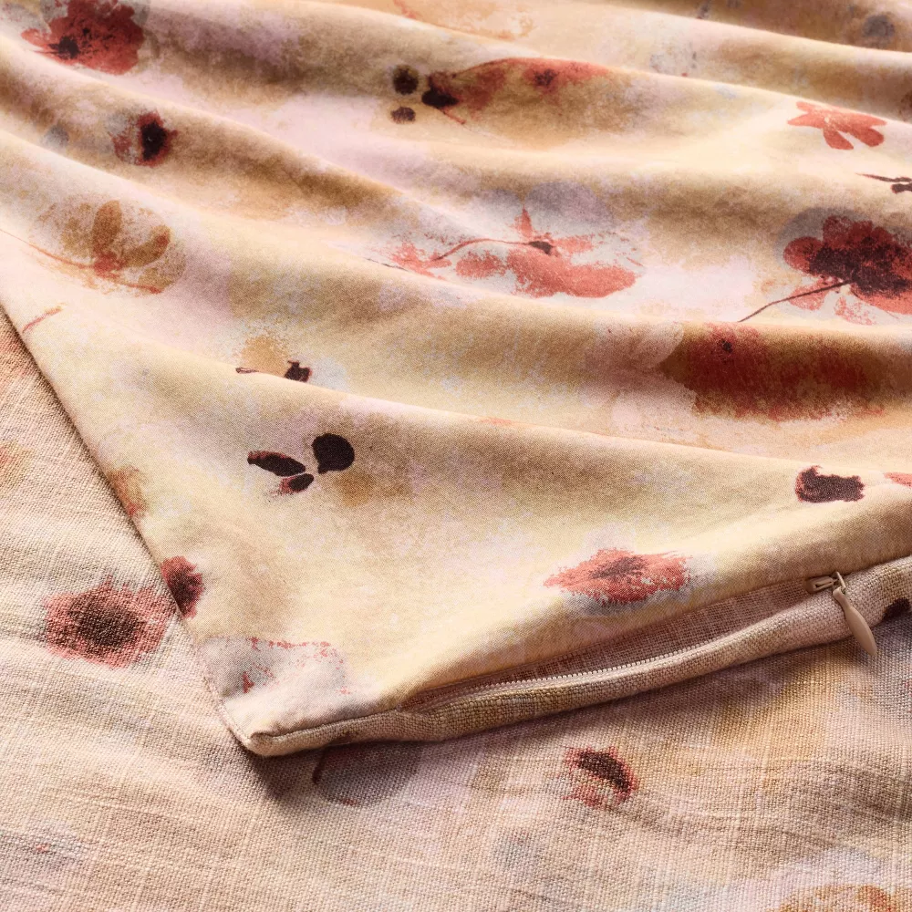 Heavyweight Linen Blend DUVET COVER ONLY Pressed Floral Print - King - Image 5