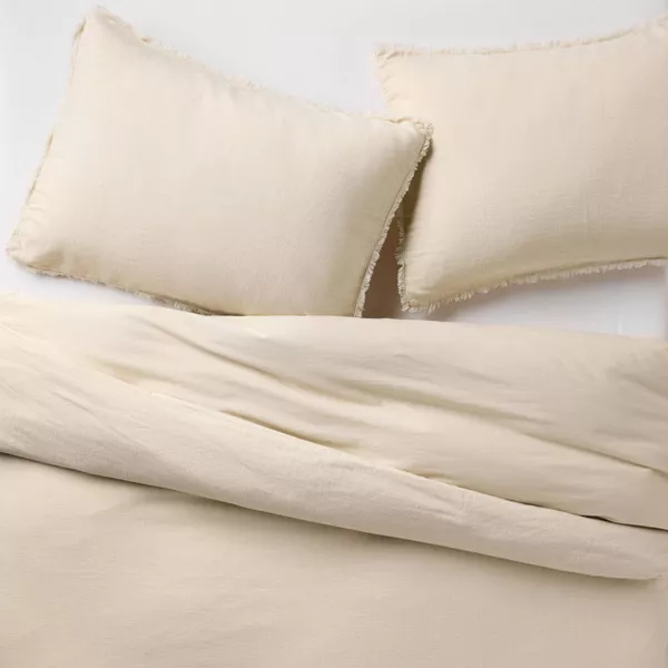 Heavyweight Linen Blend Duvet Cover & Pillow Sham Set - Full/Queen, - Image 5