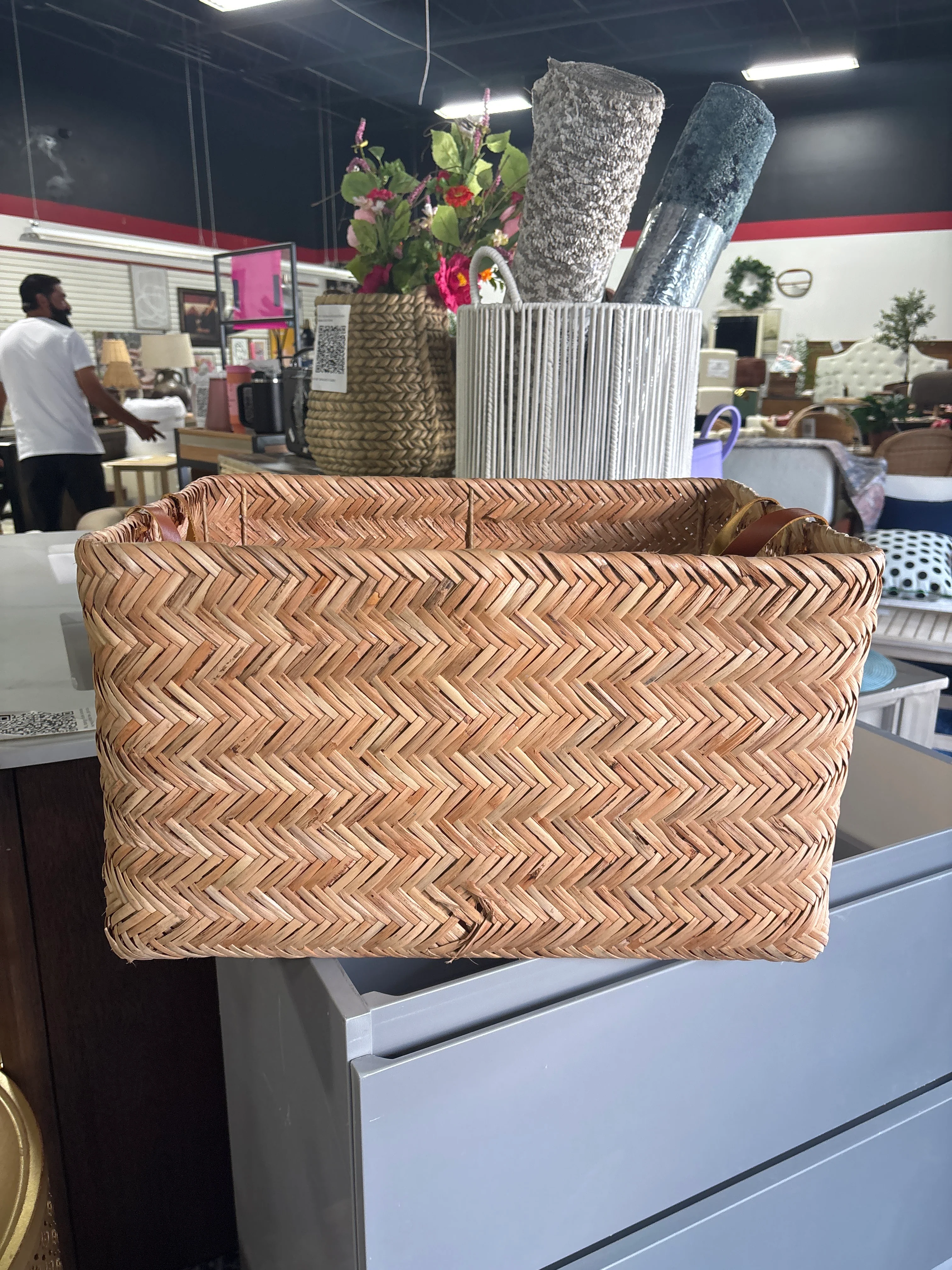 Herringbone Weave Cube Basket  SHOWROOM ITEM - Image 2