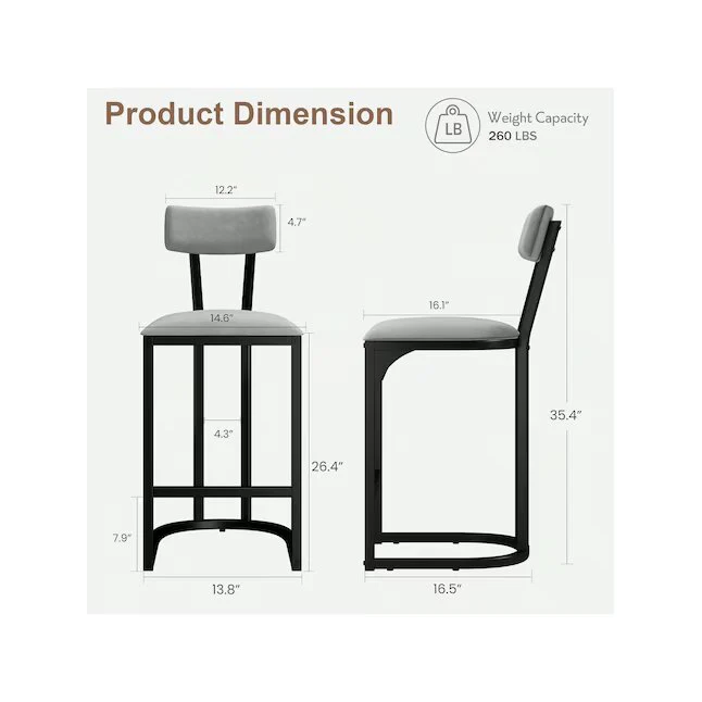 Home Bar Stools Set Of 2 Counter Height Bar Stools - Image 3