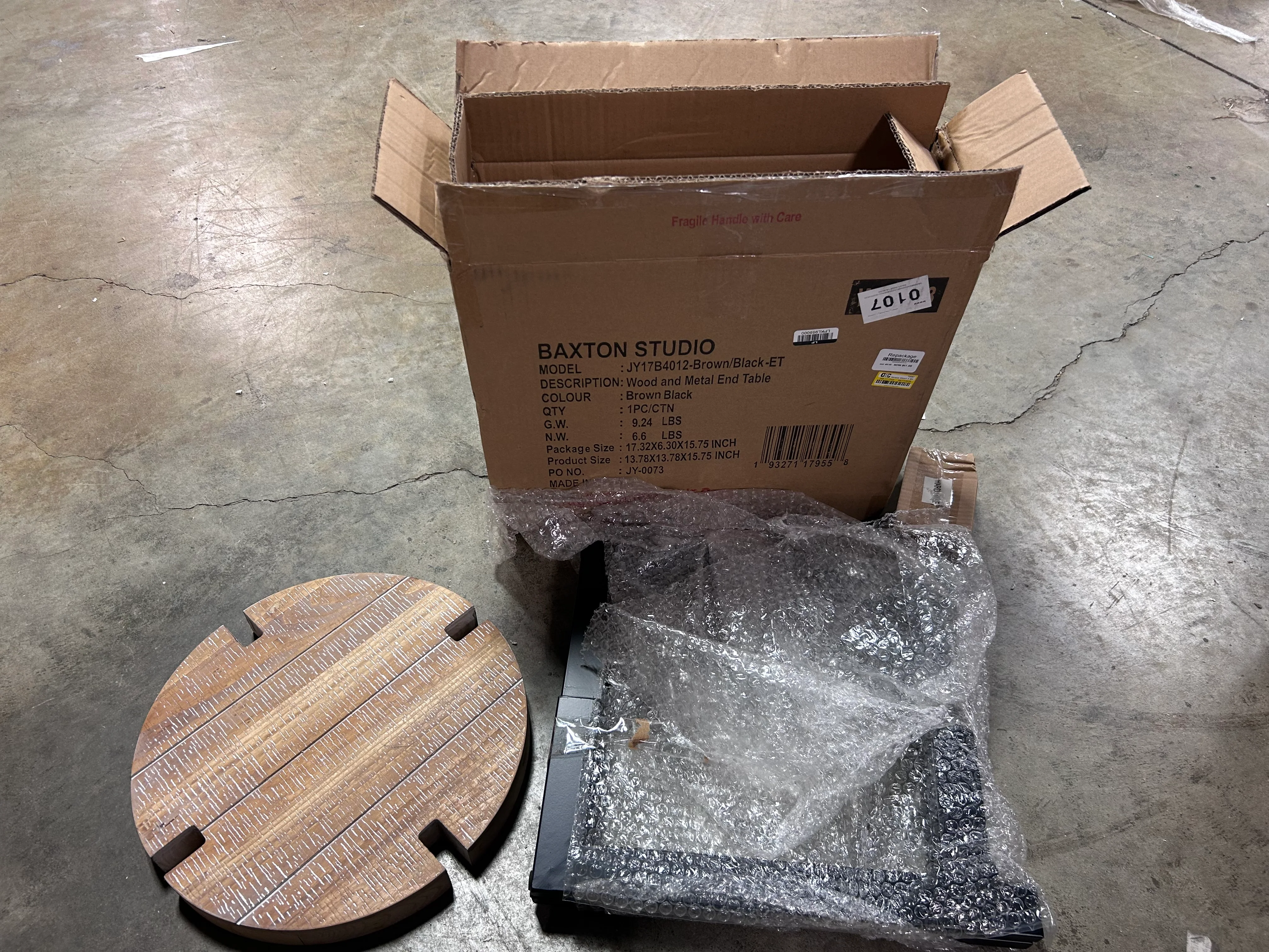 Horace Wood & Metal End Table: Circular - Image 6