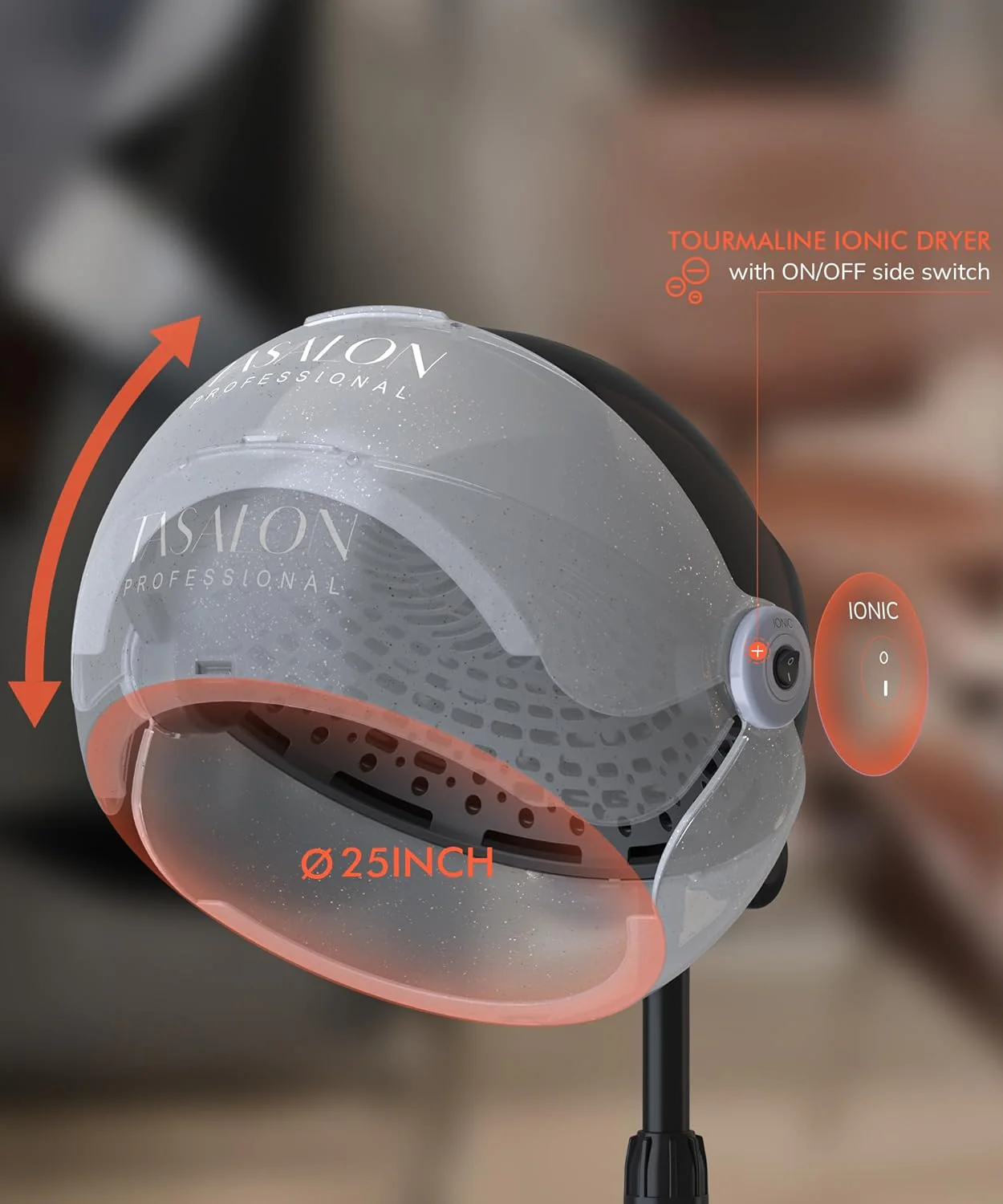 Ionic Hooded Hair Dryer Portable Standing for Home and Salon - Image 4