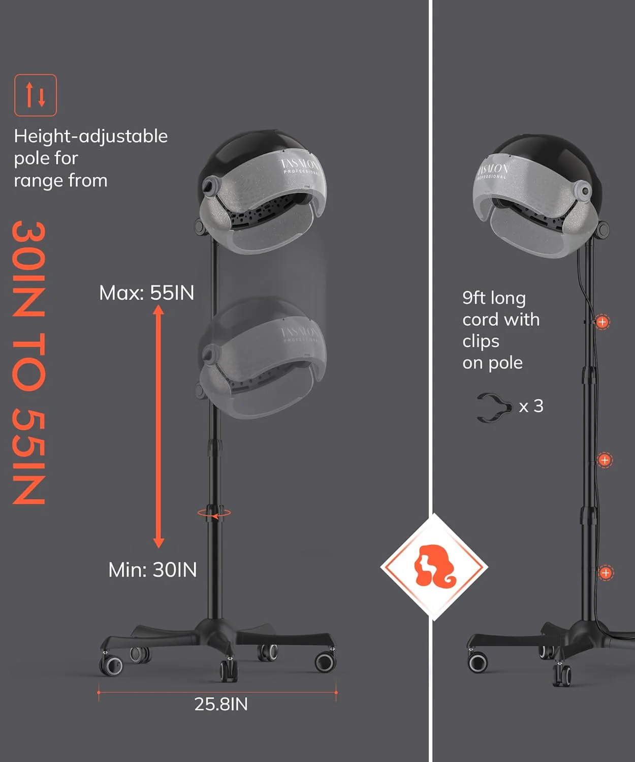 Ionic Hooded Hair Dryer Portable Standing for Home and Salon - Image 5