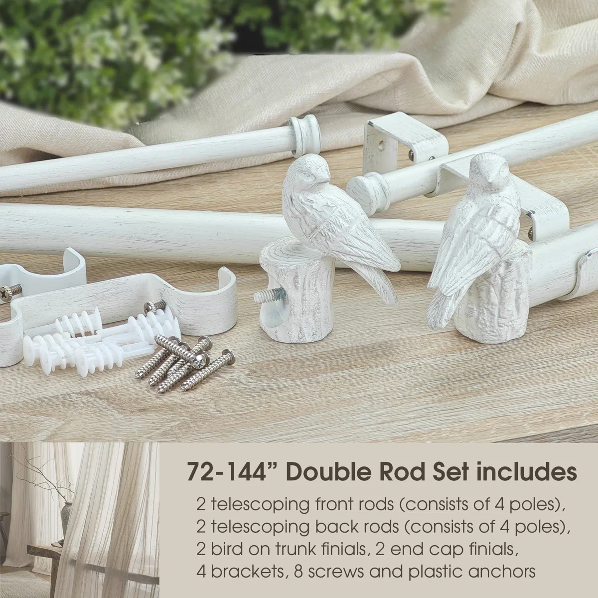 Iron Adjustable Double Curtain Rod, - Image 3